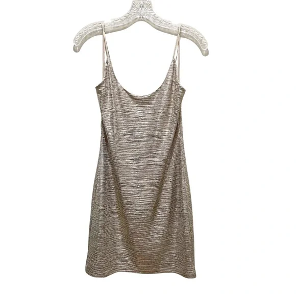 Alice + Olivia Nelle Fitted Mini Dress Champagne Metallic Bronze Size 6 New - Picture 5 of 12